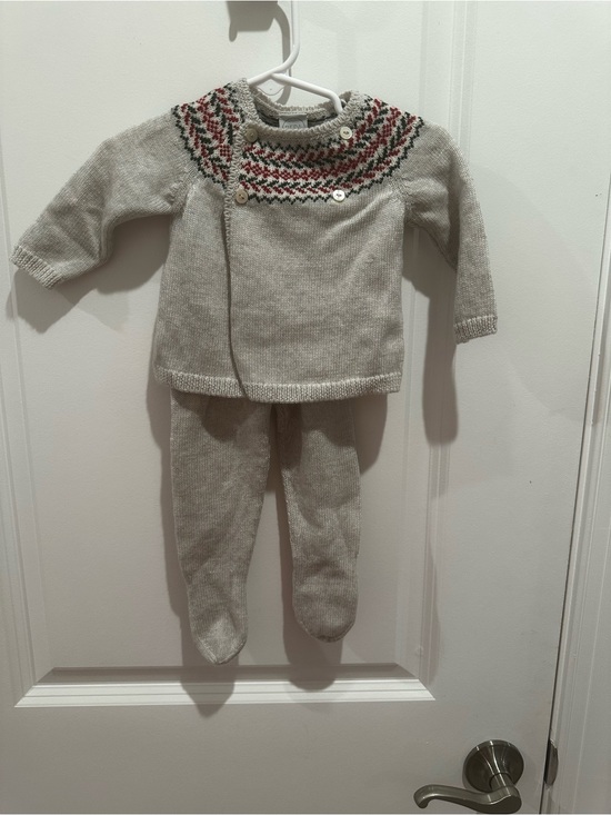 Pepa London Other - Baby Knit Two-Piece Set in Light Gray with Fair Isle Yoke